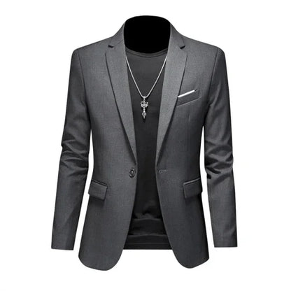 Men's Slim Fit Single-Breasted Blazer for Business Casual and Wedding Occasions