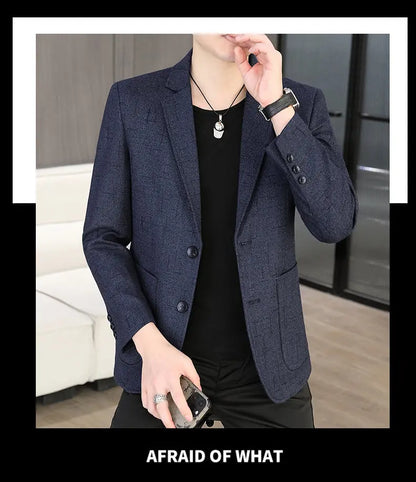 Blazer Men's Fashion Business Outdoor Travel Solid Color Trendy Wedding Youth Slimming Versatile Casual High Formal Wear Blazer