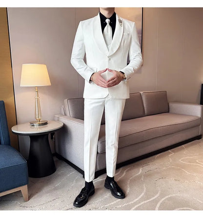 Men's Slim Fit 3-Piece Suit for Weddings, Parties & Formal Occasions – White, Red, Black