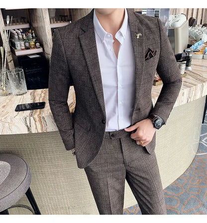 Men's Hemp Linen Suit (Blazer + Pants) – Smart Casual British Style for Business, Wedding & Everyday Wear