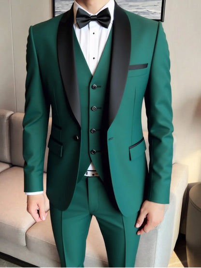 Beige Suit Men Business Tuxedos Formal 3 Piece Set Jacket Vest Pants Single Breasted Groom Groomsman Prom Wedding Party 2025 New