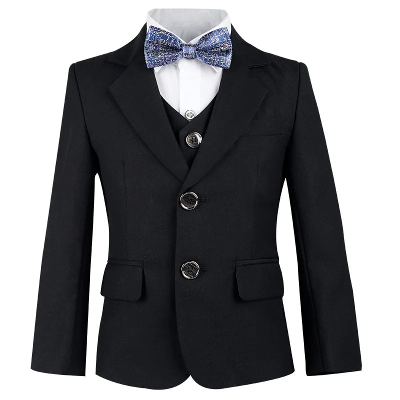 Flower Boys Slim Fit Wedding Dress 1-11Years Children's Jacket Vest Pants Bowtie 4Pieces Birthday Party Performance Costume
