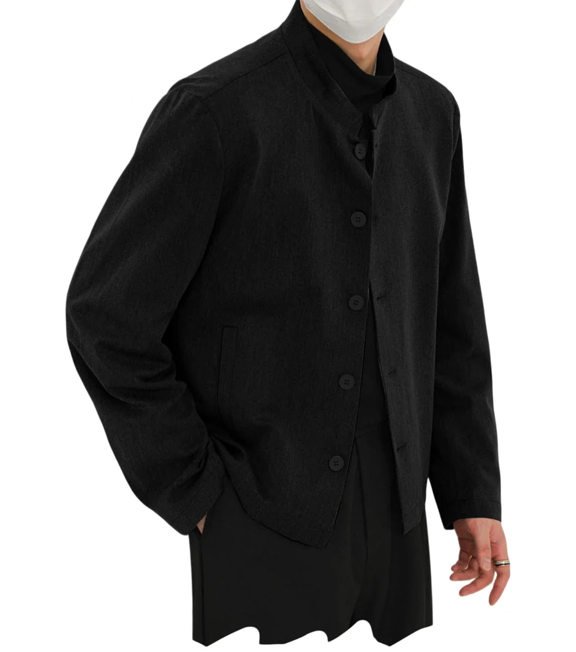Men's Linen Blazer Stand Collar Slim Fit Suit Jacket Lightweight Breathable Soft Business Casual Daily Sport Coat for Spring