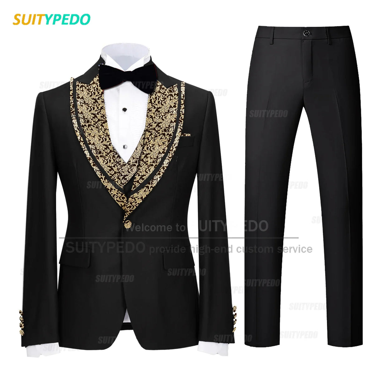 Classic Black Set For Fashion Children Wedding Flower Kid Slim Fit Costumes Formal Party Elegant Blazer Vest Pants 3 Pieces