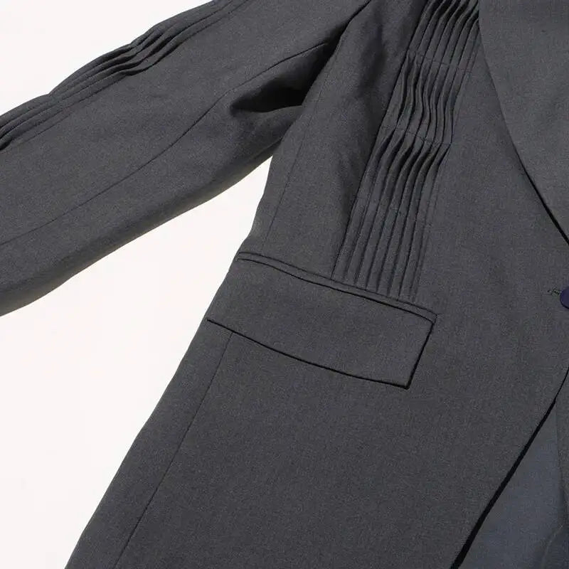 Women Blazer Turn-down Collar Single Button Pleated High-end Elegant Fashion Jacket Office Lady Ins Coat New Spring HK11499