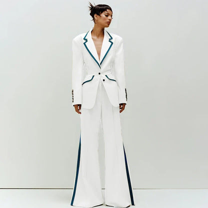 Women's Suit Slim Fit Two Piece(Blazer+Flare Trousers) Pants Set Professional Business Workwear Daily Outfit Suits for Ladies