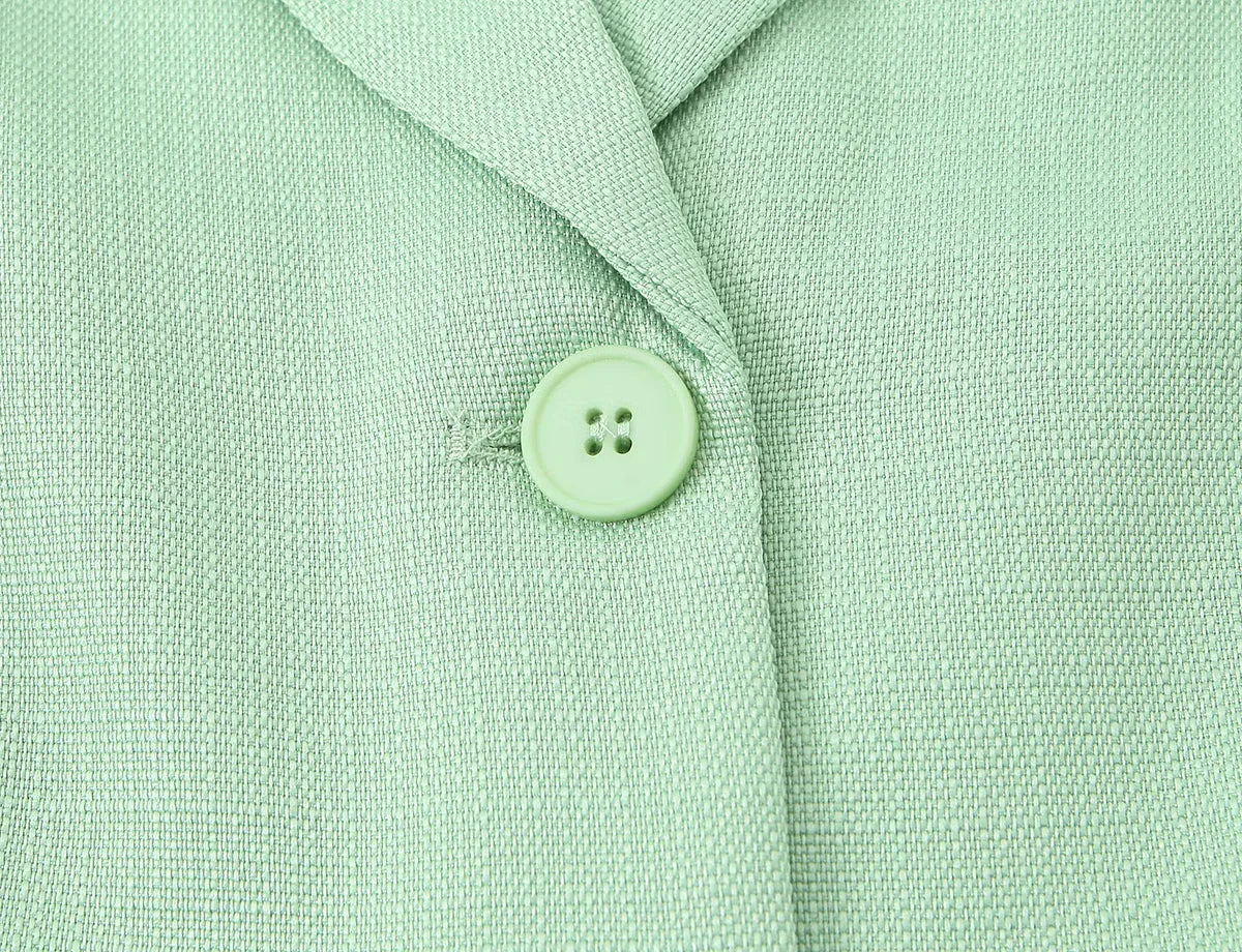 Spring Commuter Style Short Blue Suit Jacket Women's Fashionable Versatile Single Button Flip Collar Top Thin Long Sleeve