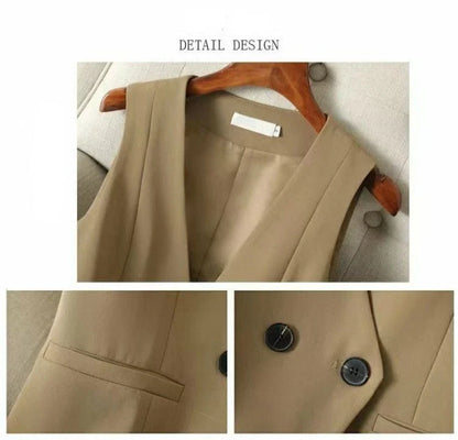 Women's Streetwear Fashion Double Breasted Suit Vest Casual Elegant Short Vest Office Ladies Waistcoat Female Sleeveless Jacket