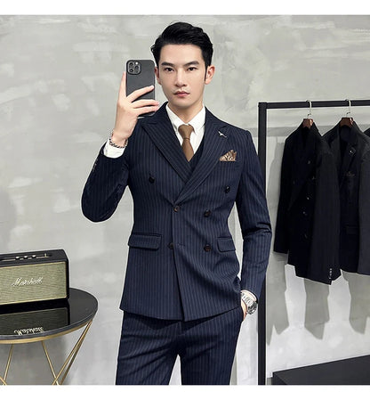 Men's Slim Fit Wedding Suit Set – Blazer, Vest & Pants for Groom & Business Formal