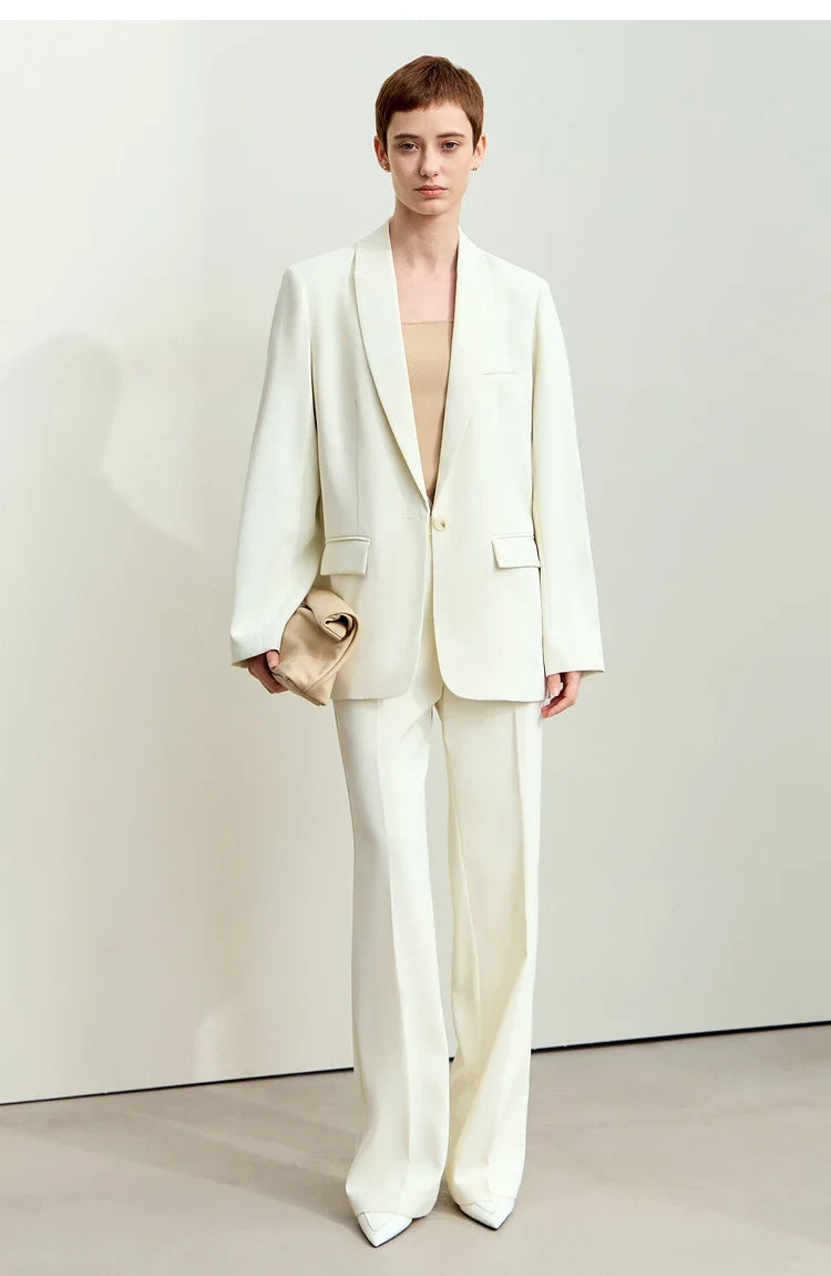 Minimalism Women Tailored Coat 2024 Autumn New Office Lady Lapel Collar Print Patchwork Mid-length Loose Blazer 12443016
