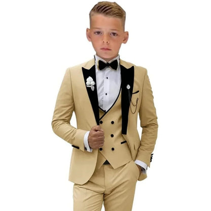 Boys 4-Piece Formal Suit Set – Single Breasted Peaked Lapel Kids Tuxedo for Weddings & Special Occasions
