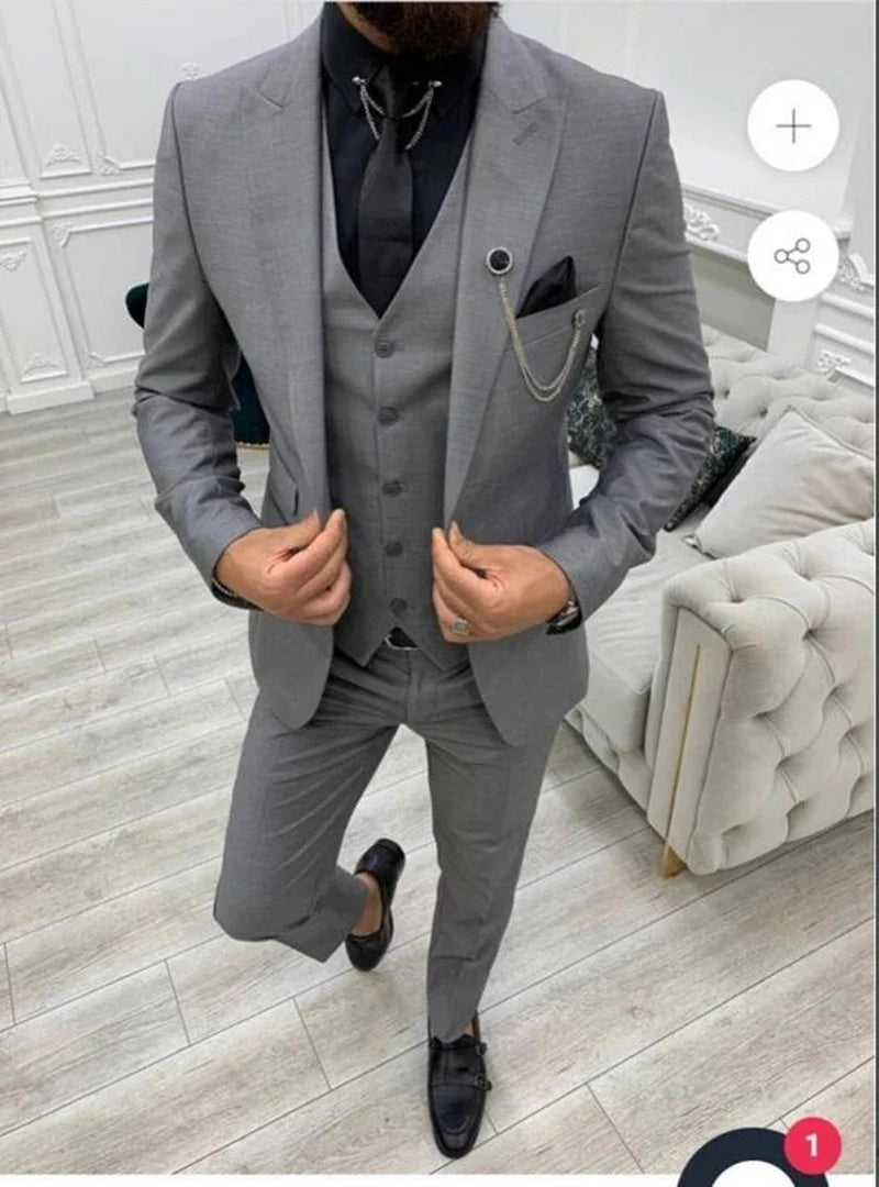 Costume 3 pièces homme col revers blanc, mode à boutonnage simple, blazer gilet pantalon ensemble décontracté chic pour mariage, tenue vestimentaire homme formelle