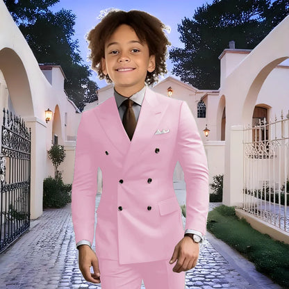 Fashion Light Grey Boy Suit Wedding Tuxedo Double Breasted Formal Child Jacket 2 Piece Blazer Pants costume enfant garçon