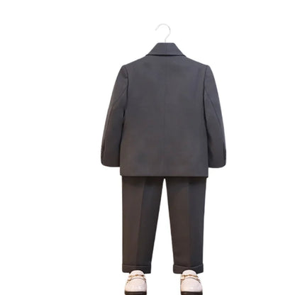 Kids Spring Autumn 5Pieces Balzer Set With Jacket Vest Pants Bowtie Brooch Boys Formal Wedding Birthday Party Suit