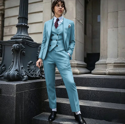 Powerful Black Women 3 Piece Suit Classic Single Breasted Jacket Vest Pants Set Elegant Office Business Formal Lady Outerwears