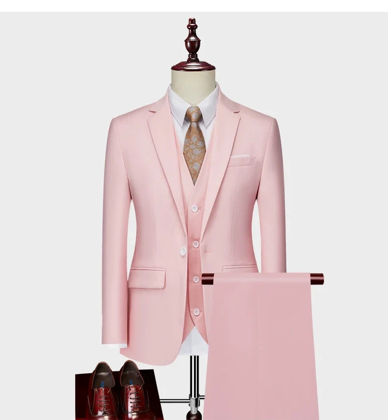Men's Three-Piece Suit – Slim Fit Wedding & Business Formal Suit with Vest and Trousers