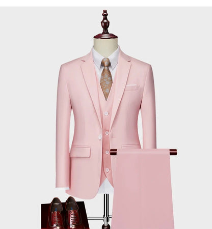 Men's Three-Piece Suit – Slim Fit Wedding & Business Formal Suit with Vest and Trousers