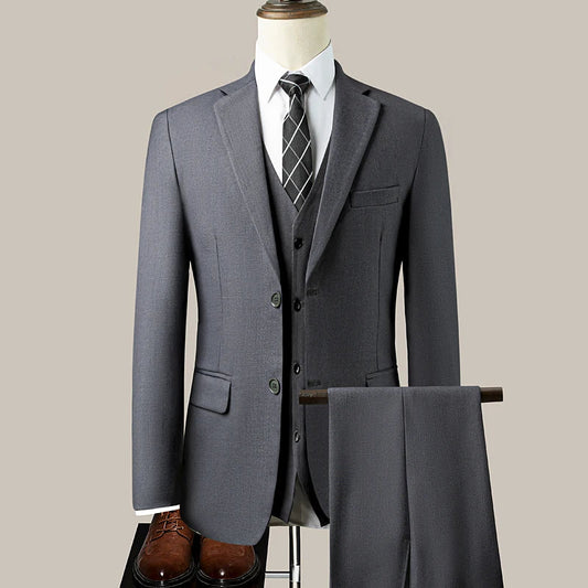 Men's Suit Blazer and Pants Tailored Solid Color Smart Casual for Wedding and Banquet
