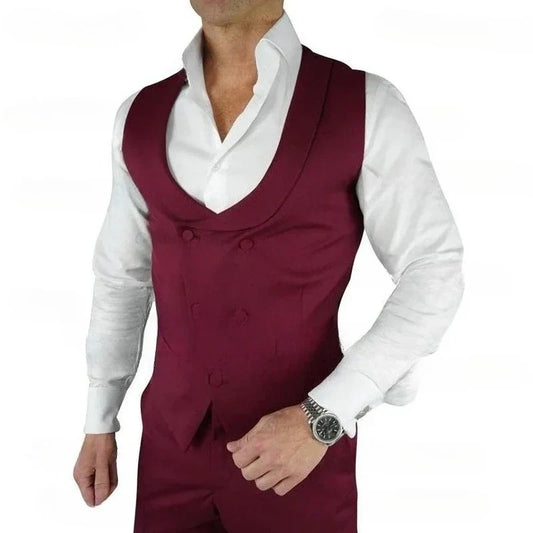 Men's Double Breasted Suit Vest – Slim Fit Wedding Waistcoat for Men