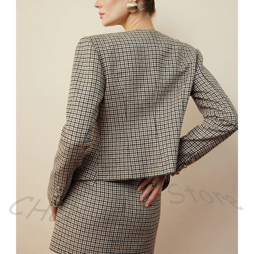 Classic Women's Suit Tuxedo Custom Luxury Outfit Jacket Short Skirt Chic Single Breasted Slim Fit Customized Two Pieces Set
