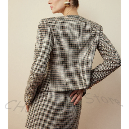 Classic Women's Suit Tuxedo Custom Luxury Outfit Jacket Short Skirt Chic Single Breasted Slim Fit Customized Two Pieces Set