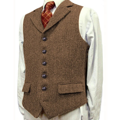Men's Herringbone Vest – Single Breasted Waistcoat for Men | Wedding, Business & Smart Casual