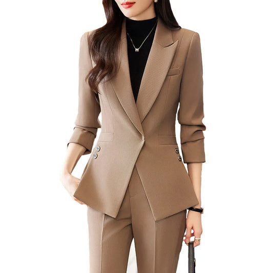 Women's Autumn New Fashion Professional Suit Matching Set 2023 Korean Elegant Casual Blazer Coat Pants Two-piece Female Clothing