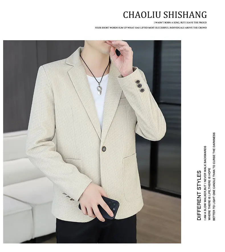 Blazer Men's Fashion Business Gentleman Groom Professional Gentleman Form-fitting Versatile Casual Formal Wear High-end Blazer