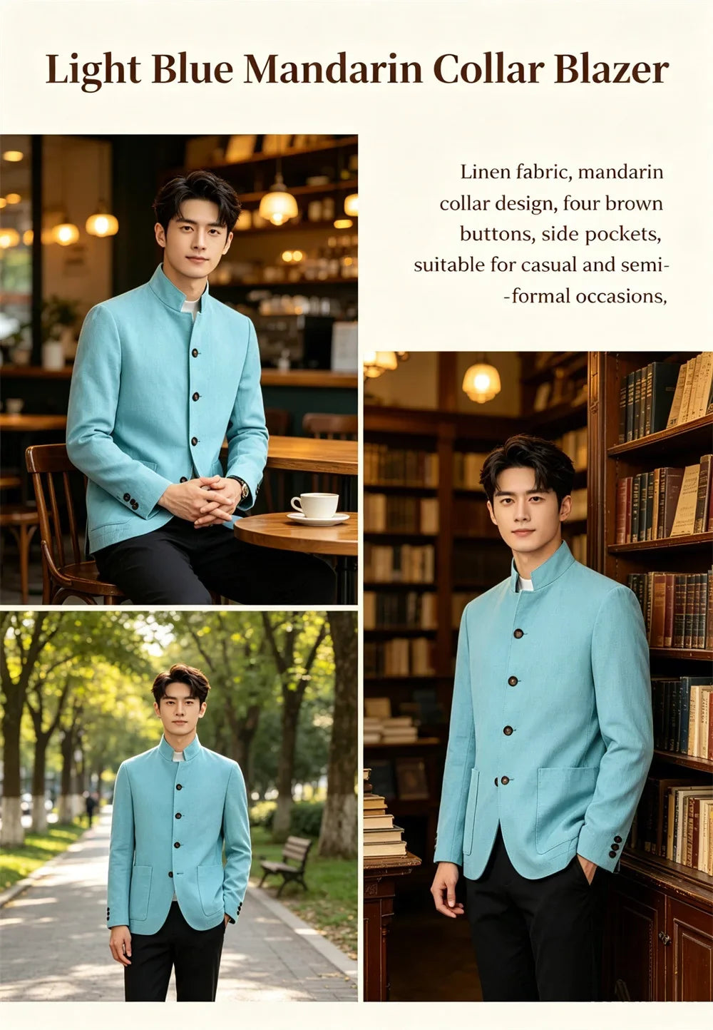Men's Linen Blend Blazer Single Breasted 4 Buttons Patch Pockets Slim Fit Business Wedding Daily Breathable Fashion Casual Coat