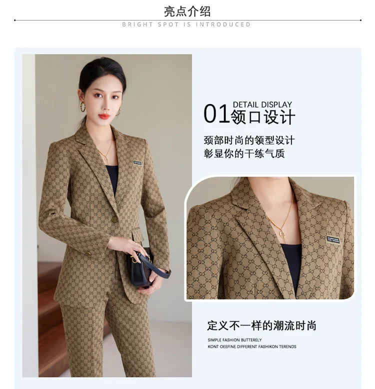High Quality Fabric Women Business Suits With Pants and Blazer Coat Professional Autumn Winter Office Ladies Pantsuits Blazers