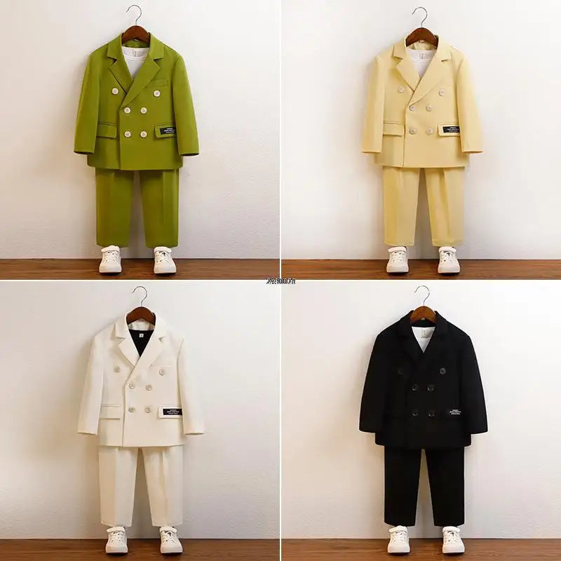 Boys Green Summer Photography Suit Kids Formal Wedding Dress Baby Birthday Dress Children's Day Performance Ceremony Costume