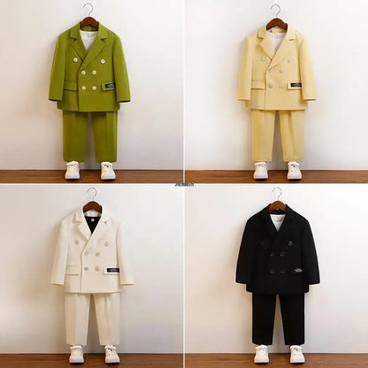 Boys Green Summer Photography Suit Kids Formal Wedding Dress Baby Birthday Dress Children's Day Performance Ceremony Costume