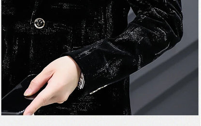 Fashion Handsome Slim Fit Corduroy Suit for Men High Quality Young Boutique Style Single Breasted West Coat M-5XL