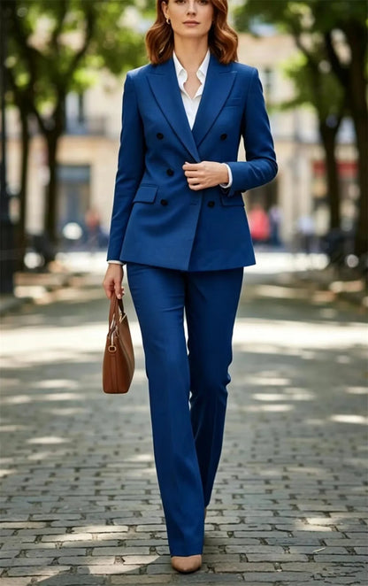 Red Women's Suits Elegant Pantsuit Double Breasted Jacket Wedding Outfit Female Clothing Office Lady Blazer Set (Jacket+Pants)