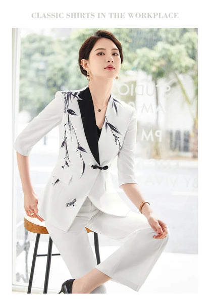Mid-Sleeve Suit, Pants, Elegant Temperament, Most Unique, Spring and Summer, 2024 New