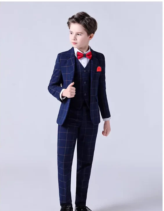 School Kids Piano Host Performance Suit Set Flower Boys Wedding Dress Spring Children's Birthday Party Photography Costume