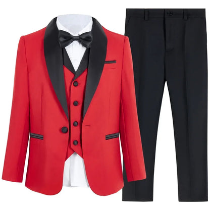 Homecoming Suit for Boys Wedding Guest Kids Formal Tuxedo 5 Pieces Complete Size 3-14T SHIP TODAY Communion Ring Bearer Suits
