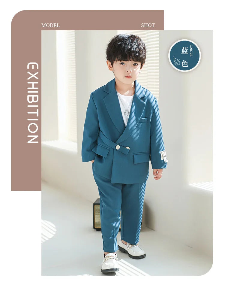 Boys Double Breasted Blazer Jack Vest Pants Children Suit Waistcoat Wedding Clothes Set Toddler Formal Dress Kids Tuxedos Outfit