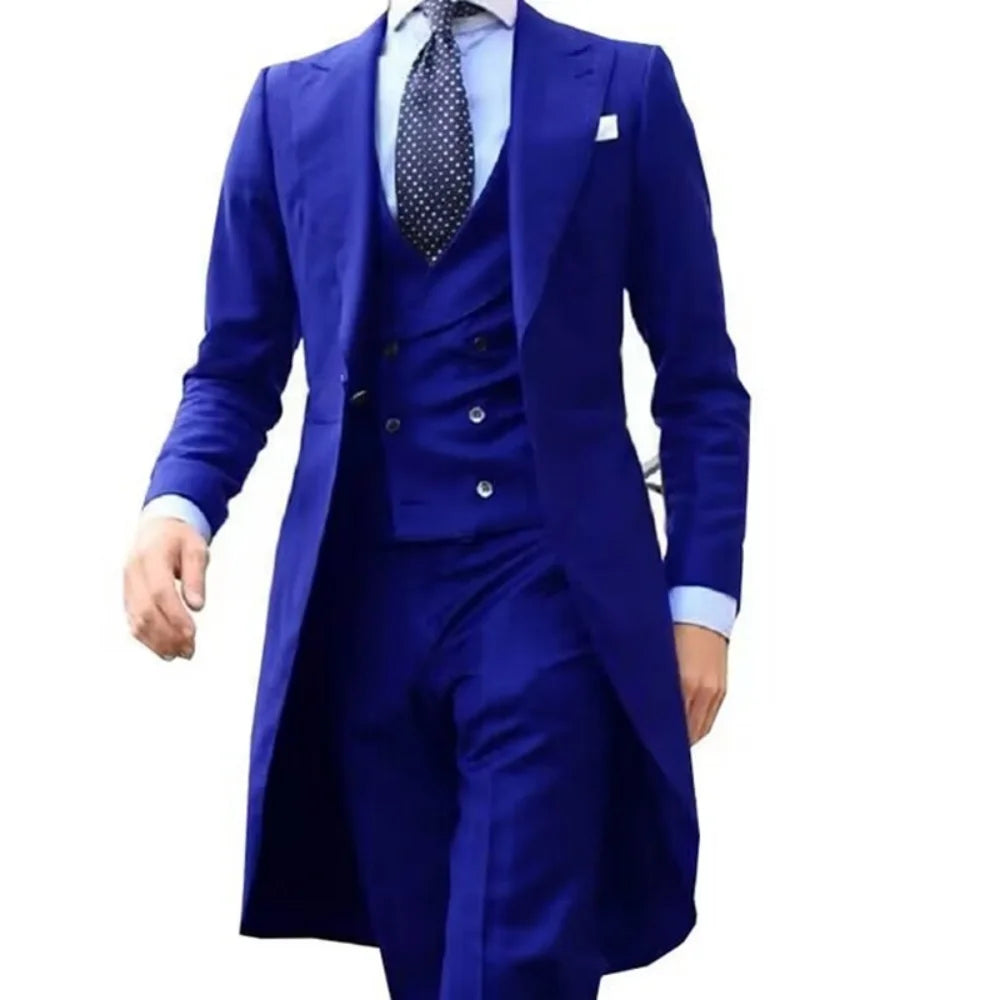 Costume 3 pièces élégant rouge pour homme coupe slim, blazer à simple boutonnage, gilet et pantalon, idéal pour mariage, smoking de marié, ou tenue d'affaires et de soirée