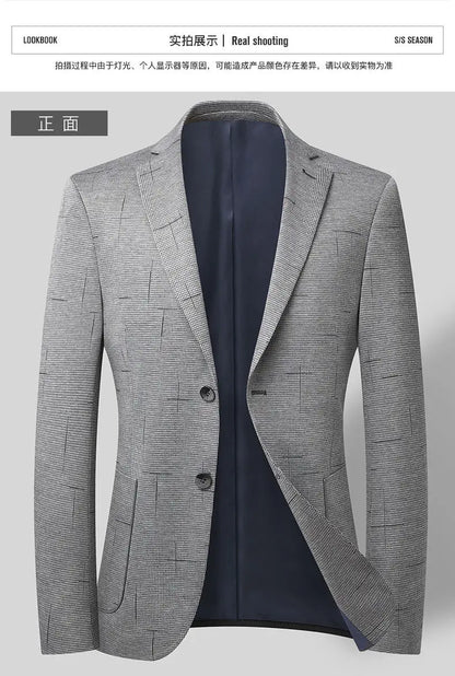 Blazer's New Men's Fashionable Business Wedding Banquet Casual Hosting Dress Showcases A High-end Middle-aged Gentleman Blazer