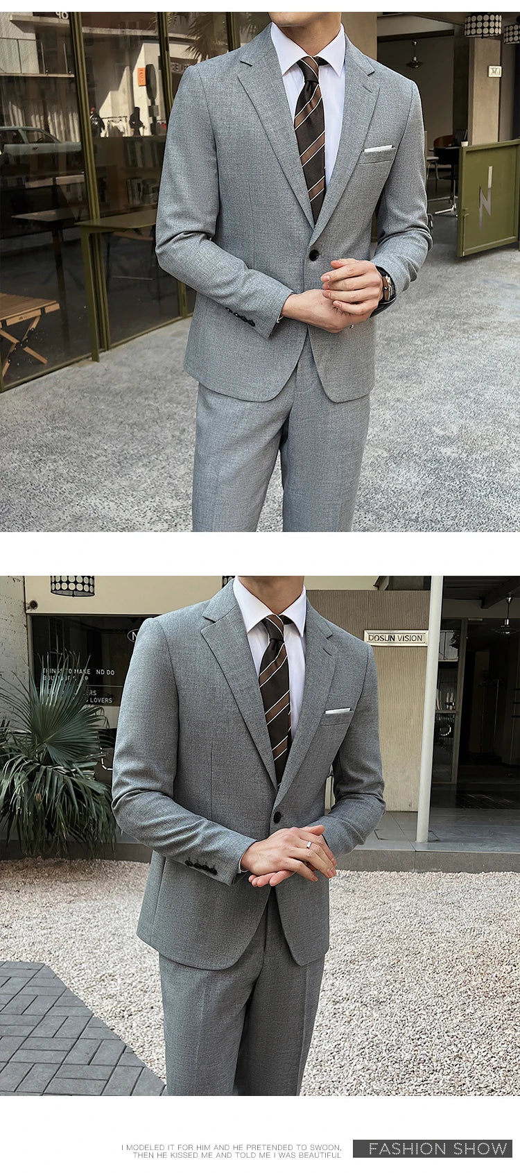(Jacket +Pants) 2025 New Luxury Elegant Men's Suits 2 Piece Set Fashion Korean Casual Slim Fit Social Groom Wedding Tuxedo