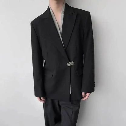 Metal Placket 2025 Buckle New Casual Blazer Fashion Jacket Men's Original Elegant Korean Handsome Jacket Original JY7386