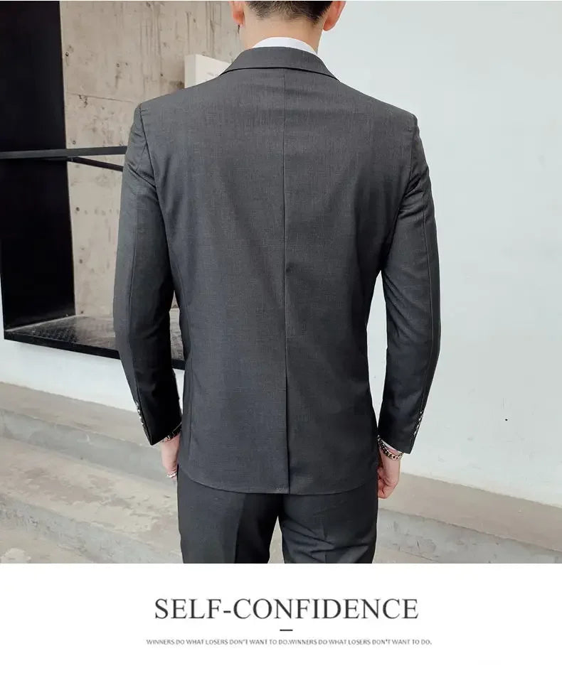 Men's 3-Piece Suit Slim Fit Blazer Vest Pants Set Business Formal Wedding