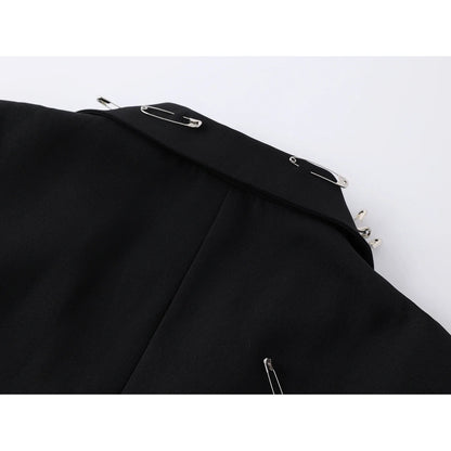 Women Black Gothic Emo Blazer Jacket Vintage Single Breasted Long Sleeve Outerwear Y2k 2000s Chic Fashion Suit Coat Autumn 2025