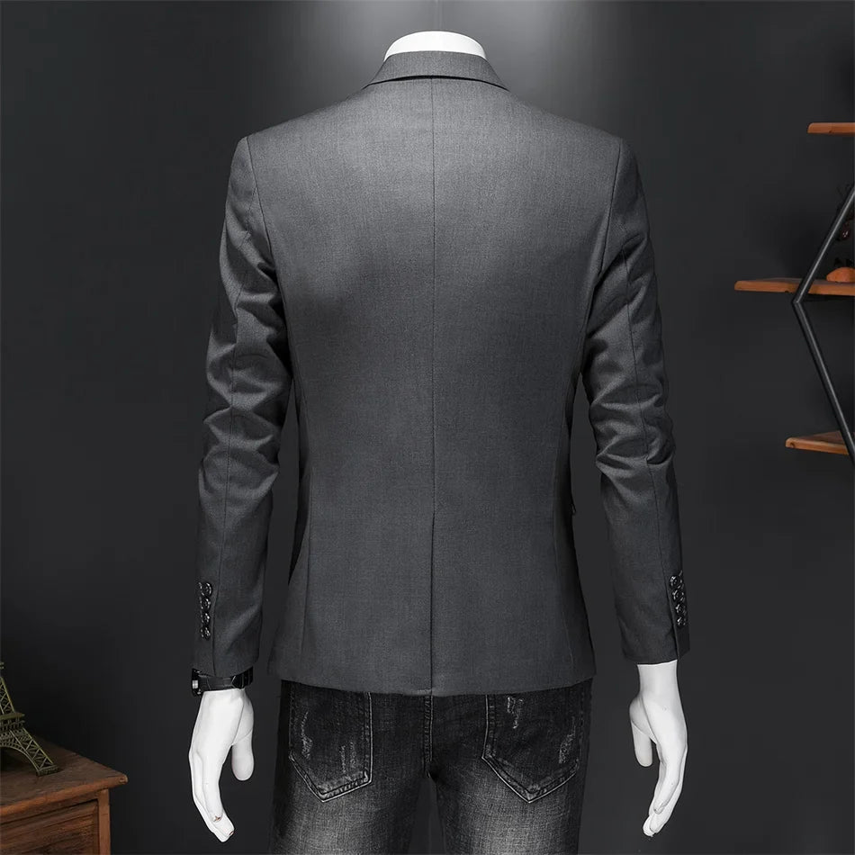 Men's Slim Fit Single-Breasted Blazer for Business Casual and Wedding Occasions