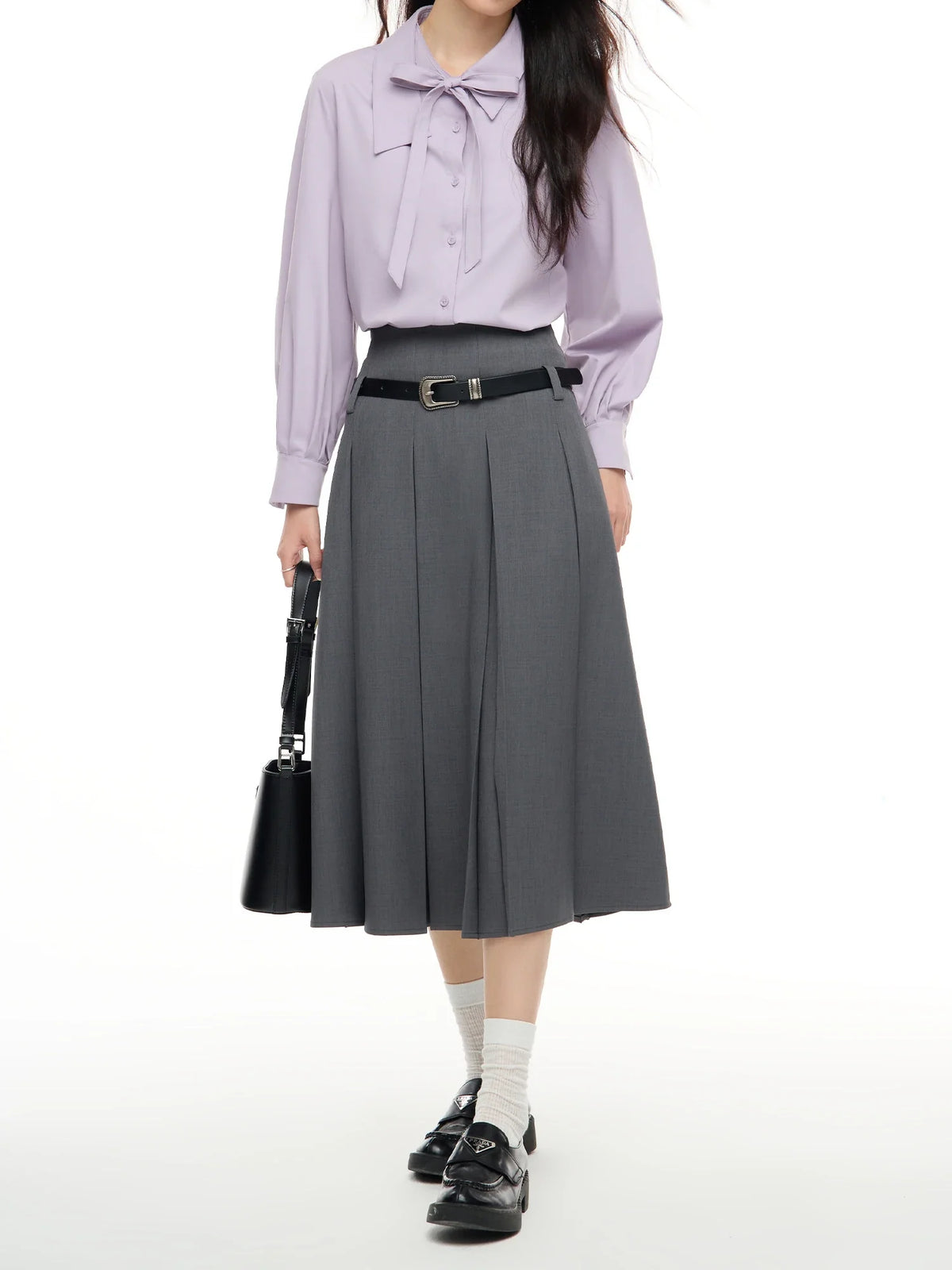 Plus Size Dark Gray Blazer Skirt Suit Office Outfit 2024 Autumn New Design Lapel Elegant Dress Skirt Female Suit（No Belt）