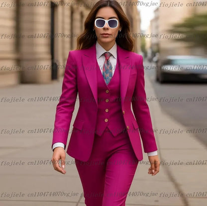 New Grey Formal Business Women Suit Wedding Party Prom Ladies Mother Girl Wife Tuxedos Costume 3 Piece Set Blazer Vest Pants