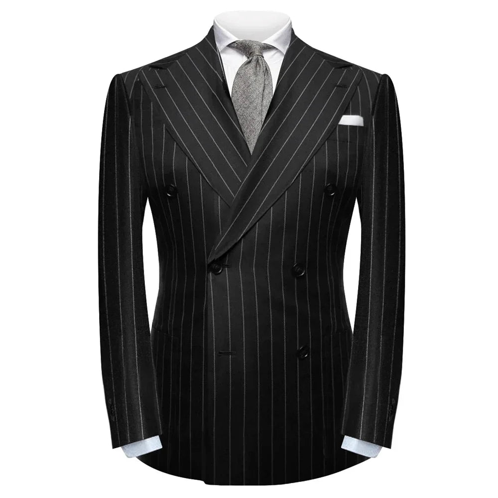 High Quality Skinny Wedding Coat Double Breasted Stripe Slim Fit 1 Piece Blazer Formal Travel Men's Jacket Suit Fashion