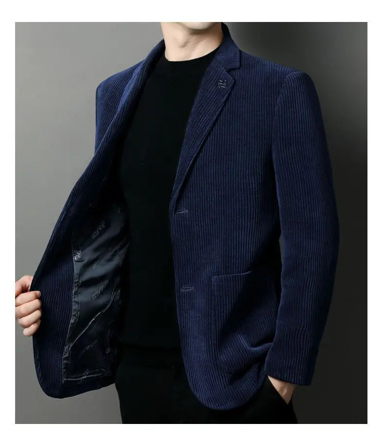 Men's High-Quality Corduroy Coat Autumn Winter Thick Velvet Casual Suit Jacket Handsome Ruffian Business Top Trend