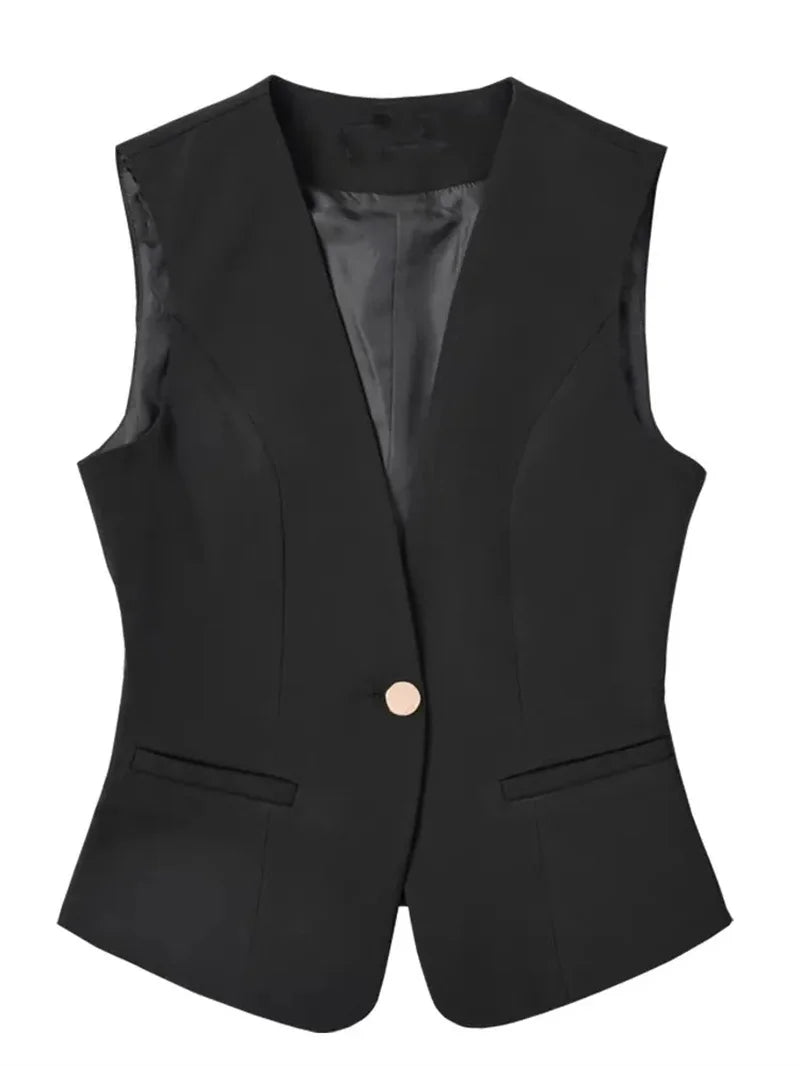 2025 New Woman Classic Long Vest Female Elegant Suit Vest Sleeveless Jackets Outerwear Office Ladies Slim Waistcoat Vest Tops